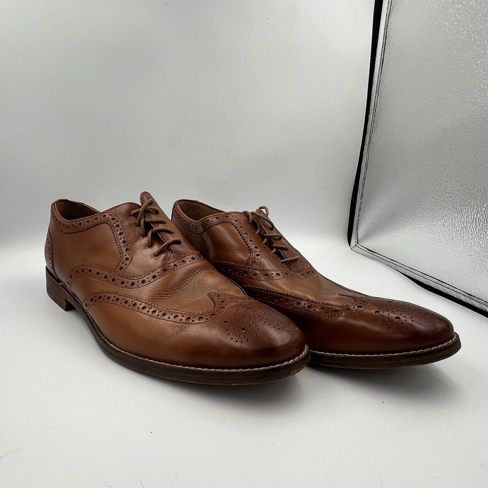 Cole Haan Williams II Oxford Mens 11.5M Tan Leather Wingtip Lace Up Dress Shoe